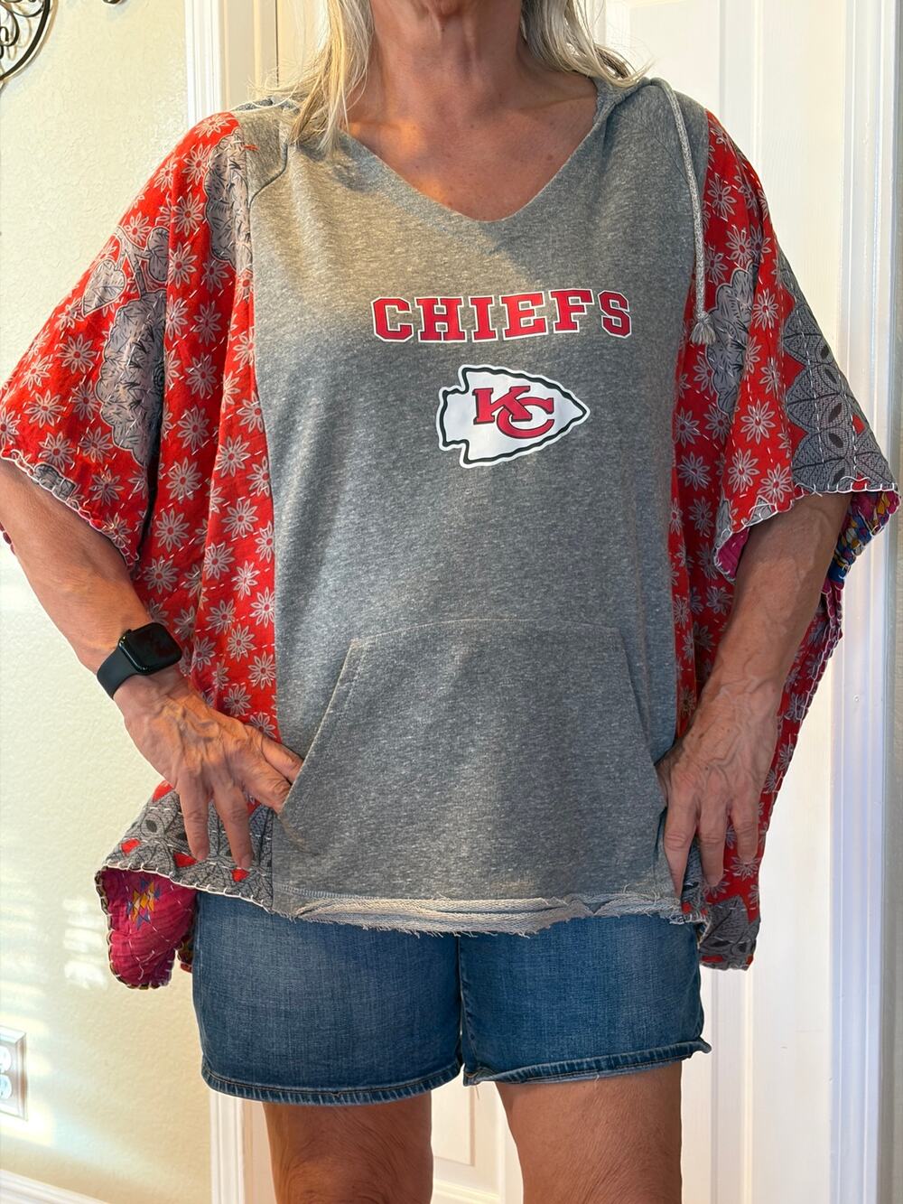 Kansas City Chiefs Upcycled Kantha Tunic Top Shirt OS Handmade